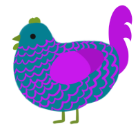A sea and amethyst chicken with a lace pattern