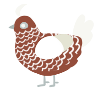 A russet and white chicken with a lace pattern