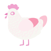 A white and rose chicken with a lace pattern