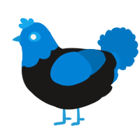 A sable and sapphire chicken with a head pattern