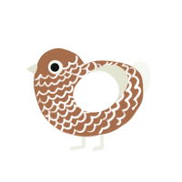 Binary, a brown and white chicken with a lace pattern