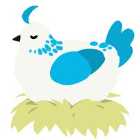 A white and cerulean chicken with a neck-speckle pattern