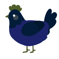 A navy and tumblr chicken with a head pattern
