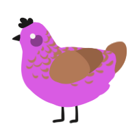 A orchid and brown chicken with a half-lace pattern
