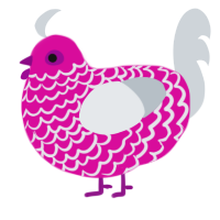 A fuchsia and mist chicken with a lace pattern