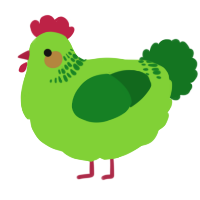 A grass and leaf chicken with a neck-band pattern