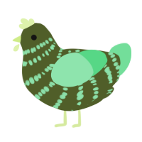 A olive and spring chicken with a bar pattern