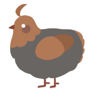 A grey and brown chicken with a head pattern