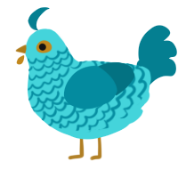 A aqua and sea chicken with a lace pattern