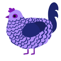 A lilac and navy chicken with a lace pattern