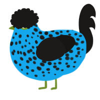 A sky and sable chicken with a speckle pattern