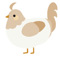 A white and beige chicken with a head pattern