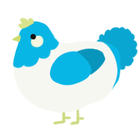 A white and cerulean chicken with a head pattern