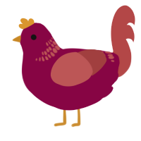 A maroon and red chicken with a neck-band pattern