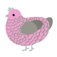 A pink and ash chicken with a lace pattern