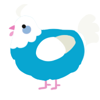 A cerulean and white chicken with a head pattern