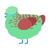 A spring and red chicken with a half-lace pattern