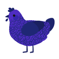 A indigo and navy chicken with a double-lace pattern