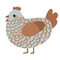 A silver and brown chicken with a lace pattern
