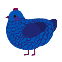 A ultramarine and navy chicken with a lace pattern