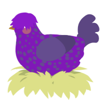 A violet and overcast chicken with a speckle pattern