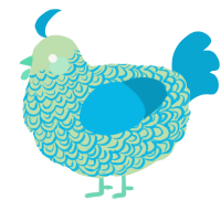 A gluppy and cerulean chicken with a double-lace pattern