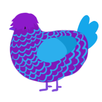 A violet and sky chicken with a lace pattern