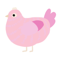 A rose and pink chicken with a bar pattern