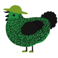 A viridian and black chicken with a double-lace pattern
