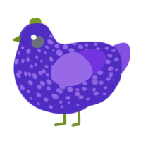 A indigo and blurple chicken with a speckle pattern
