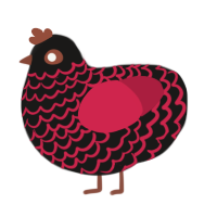 A sable and crimson chicken with a lace pattern