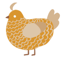 A orange and beige chicken with a lace pattern