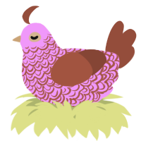 A lavender and russet chicken with a double-lace pattern
