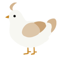 A white and beige chicken