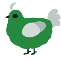 A viridian and silver chicken
