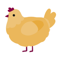 A honey chicken with a head pattern