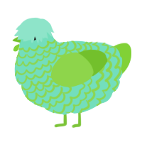 A mint and grass chicken with a lace pattern