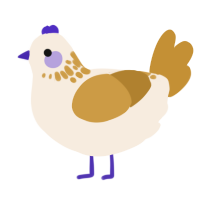 A cream and gold chicken with a neck-speckle pattern