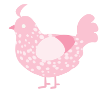 A rose chicken with a speckle pattern