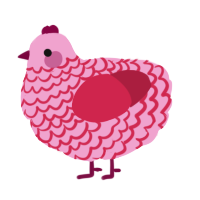 A pink and crimson chicken with a lace pattern
