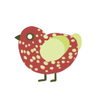 Honeycrisp, a red and lemon chicken with a speckle pattern