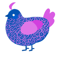 A ultramarine and orchid chicken with a double-lace pattern