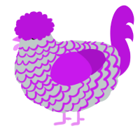 A silver and amethyst chicken with a lace pattern