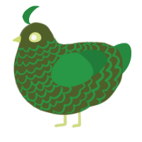 A olive and viridian chicken with a lace pattern