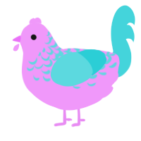 A lavender and aqua chicken with a half-lace pattern