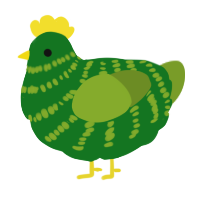 A leaf and chartreuse chicken with a bar pattern