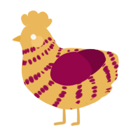 A honey and maroon chicken with a bar pattern