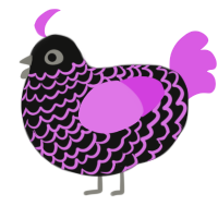 A black and orchid chicken with a lace pattern