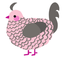 A rose and grey chicken with a lace pattern