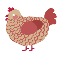 A beige and red chicken with a lace pattern